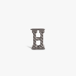 Letter H Grapheme Charm in Rhodium Plated Stainless Steel