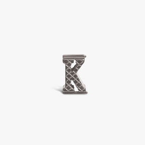 Letter K Grapheme Charm in Rhodium Plated Stainless Steel