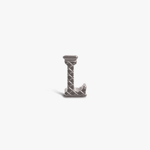 Letter L Grapheme Charm in Rhodium Plated Stainless Steel