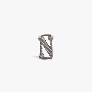 Letter N Grapheme Charm in Rhodium Plated Stainless Steel