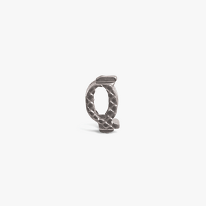 Letter Q Grapheme Charm in Rhodium Plated Stainless Steel