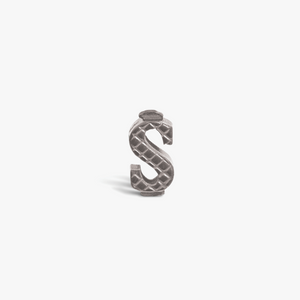 Letter S Grapheme Charm in Rhodium Plated Stainless Steel