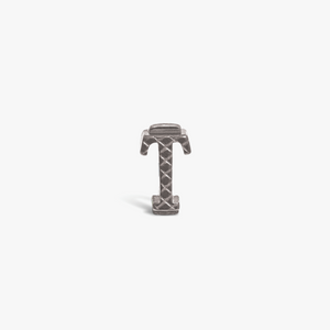 Letter T Grapheme Charm in Rhodium Plated Stainless Steel