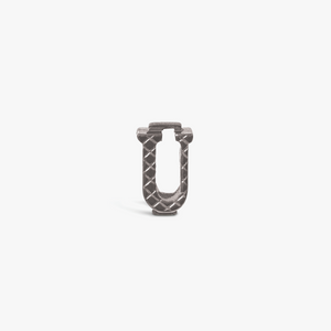 Letter U Grapheme Charm in Rhodium Plated Stainless Steel