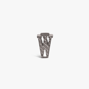 Letter W Grapheme Charm in Rhodium Plated Stainless Steel