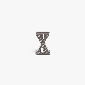 Letter X Grapheme Charm in Rhodium Plated Stainless Steel