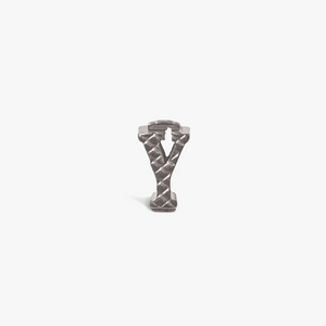 Letter Y Grapheme Charm in Rhodium Plated Stainless Steel