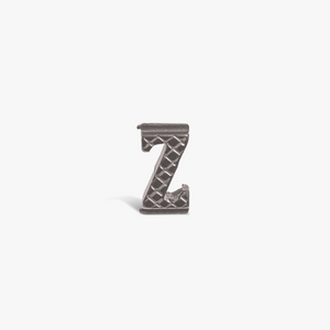 Letter Z Grapheme Charm in Rhodium Plated Stainless Steel