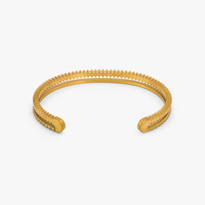 Gold IP Plated Stainless Steel Elements Cuff Bangle