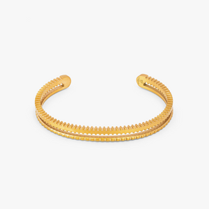 Gold IP Plated Stainless Steel Elements Cuff Bangle