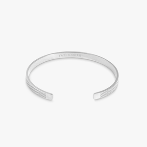 Classic Bangle In Rhodium Plated Silver- Engravable