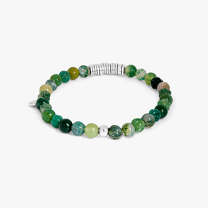 Classic Discs Beaded Bracelet With Green Moss Agate