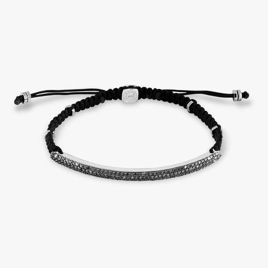 Windsor Baton Macrame Bracelet In Black With Black Diamond