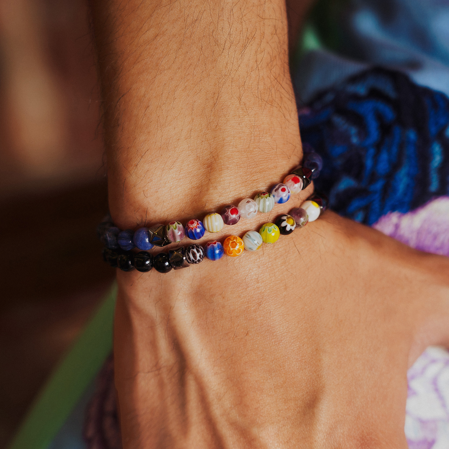 Millefiori Beaded Bracelet With Blue SodaliteÂ 