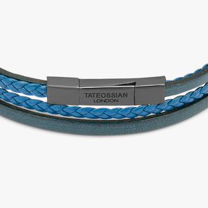 Mini Click Fettuccine Multi-Strand Leather Bracelet In Navy