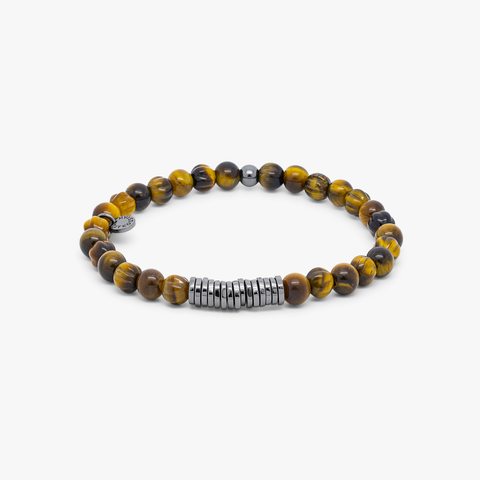 Classic Discs bracelet with tiger eye and black rhodium plated silver (UK) 1