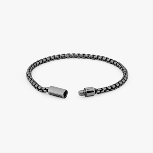Pop Sleek Box Chain Bracelet In Black Ruthenium Plated Silver