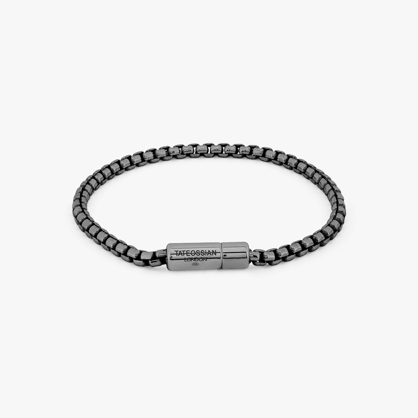 Pop Sleek Box Chain Bracelet In Black Ruthenium Plated Silver