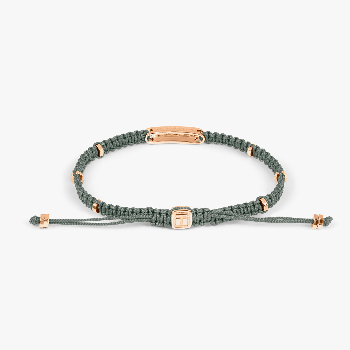 MacramÃ© Bracelet In Khaki Green With Rose Gold- Engravable