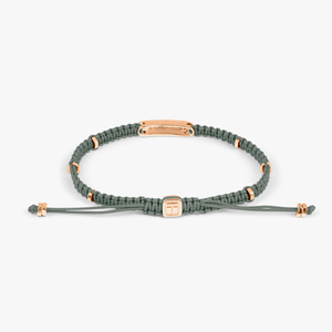 Macramé Bracelet In Khaki Green With Rose Gold- Engravable