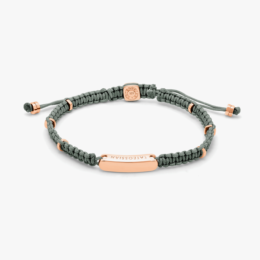 MacramÃ© Bracelet In Khaki Green With Rose Gold- Engravable