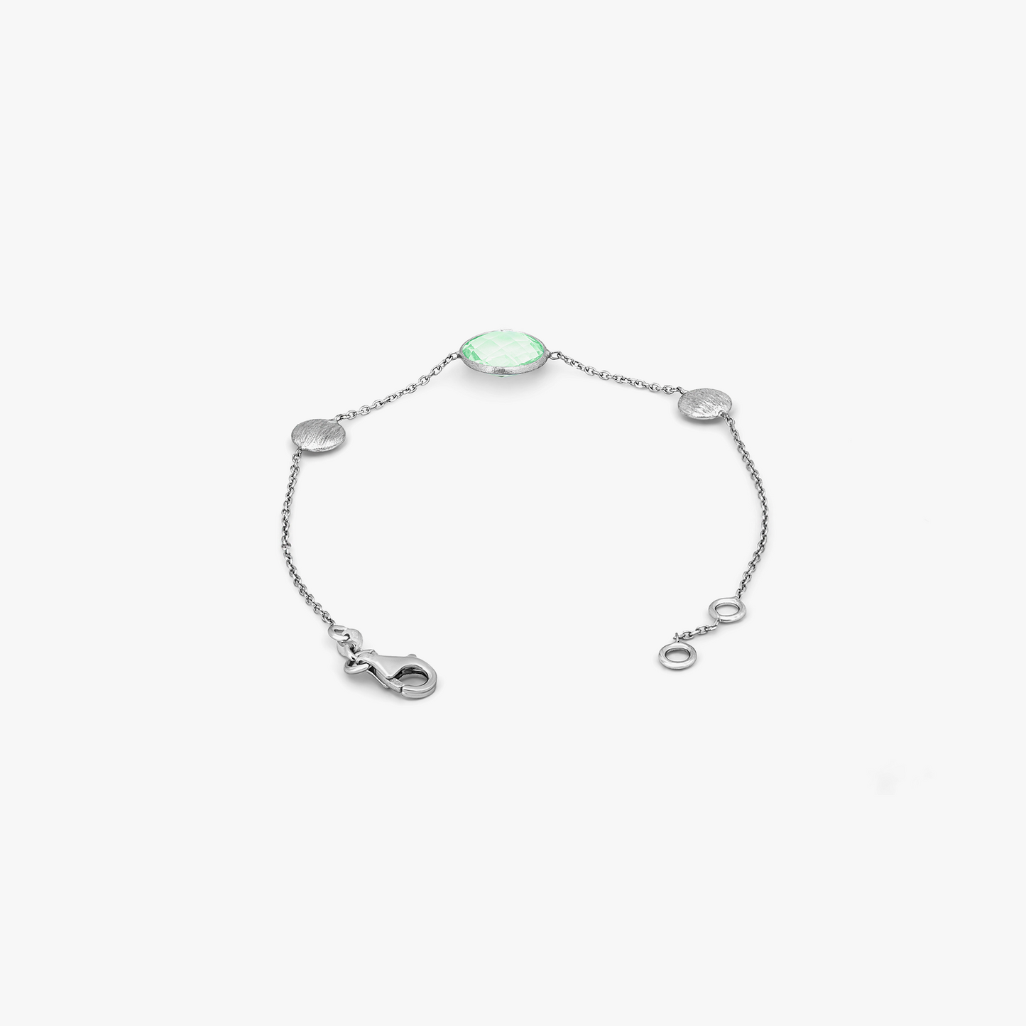 9k satin white gold bracelet with green amethyst (UK) 3