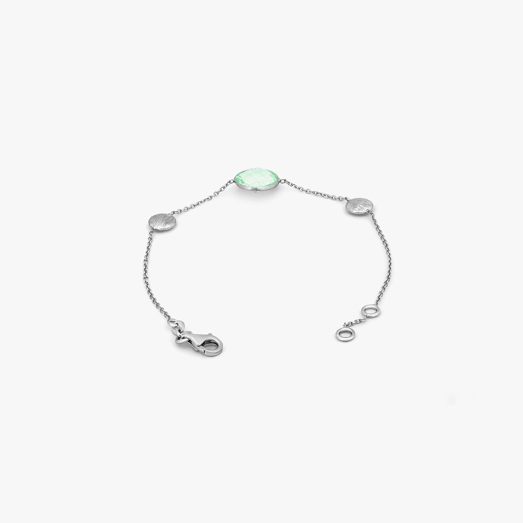 9k satin white gold bracelet with green amethyst (UK) 3