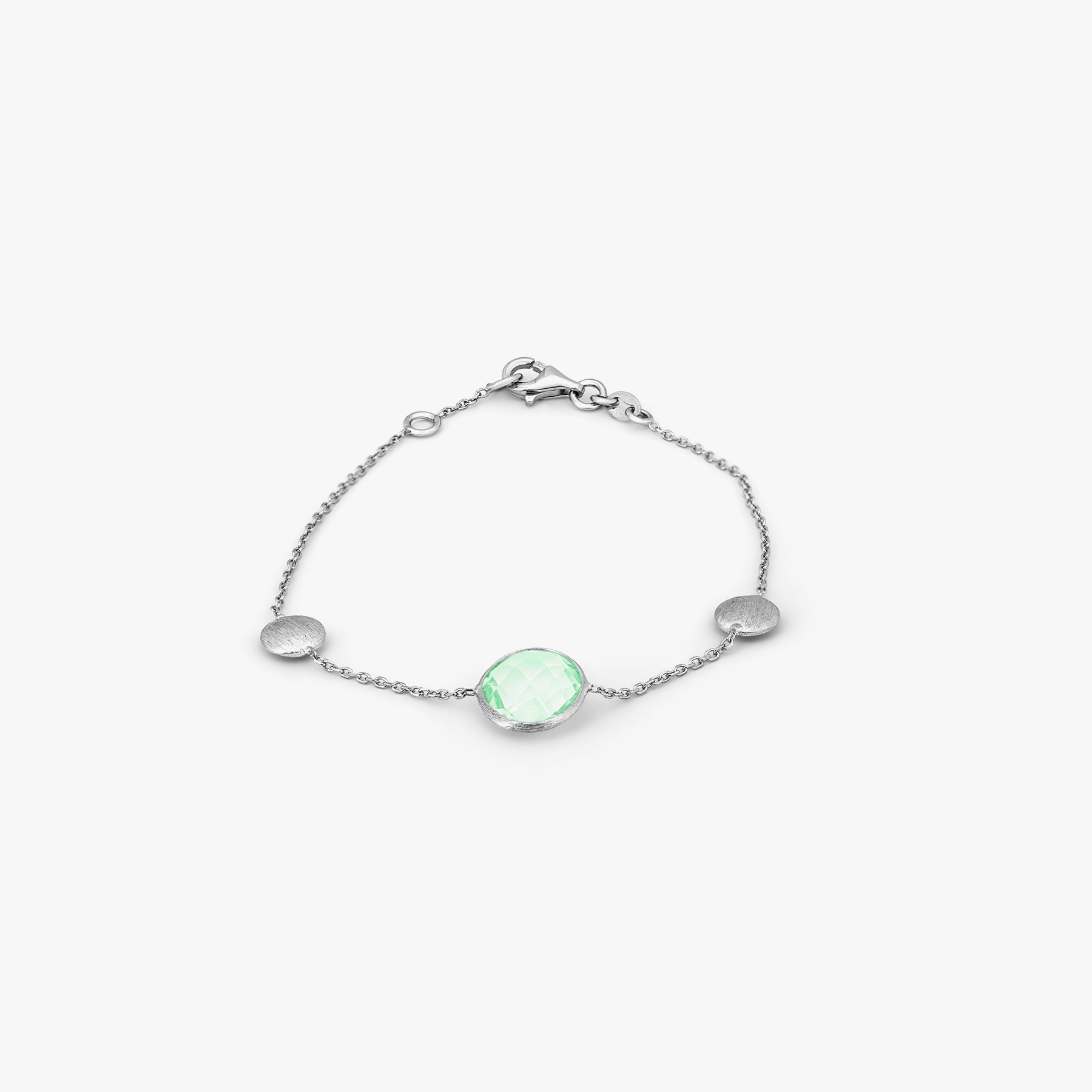 9k satin white gold bracelet with green amethyst (UK) 1