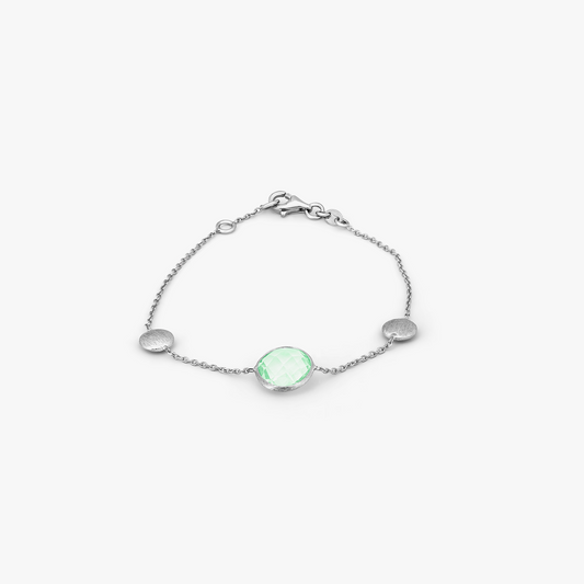 9k satin white gold bracelet with green amethyst (UK) 1