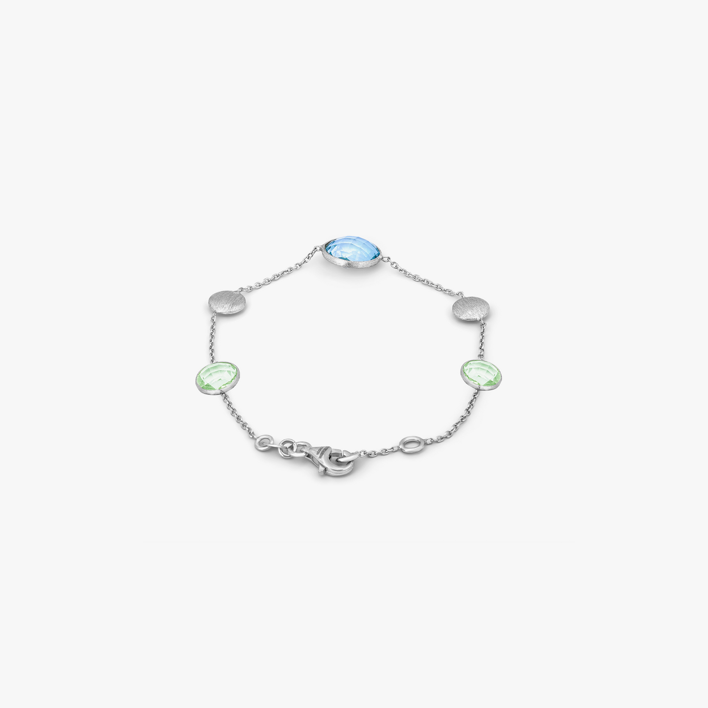 9k satin white gold bracelet with topaz and green amethyst (UK) 2