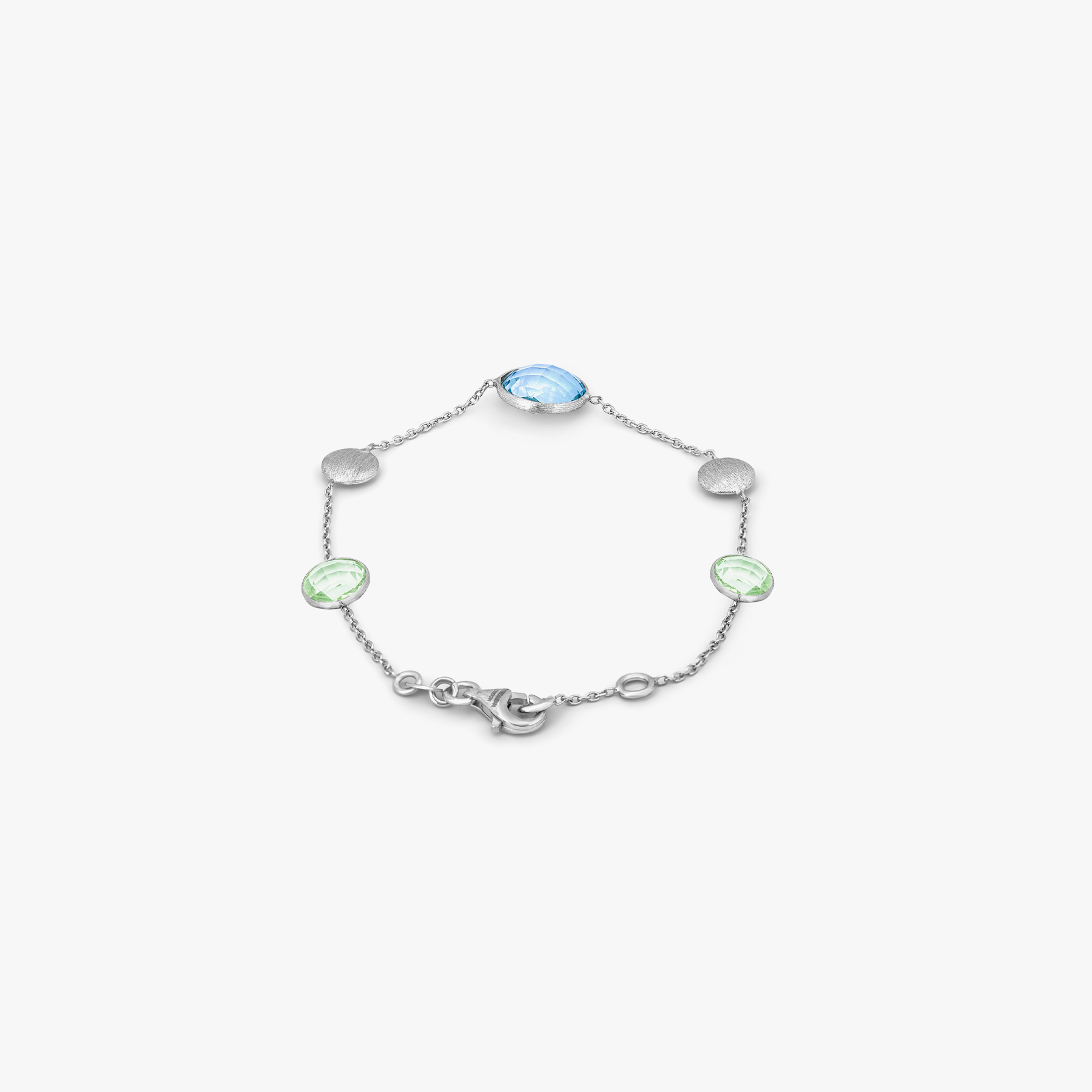 9k satin white gold bracelet with topaz and green amethyst (UK) 2