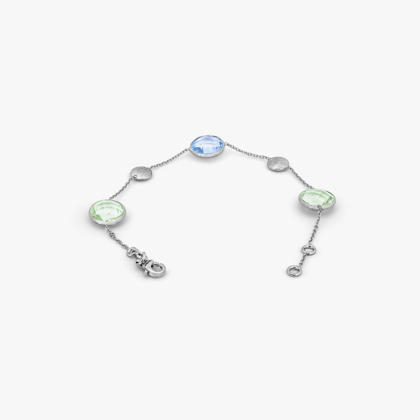 9k satin white gold bracelet with topaz and green amethyst (UK) 3