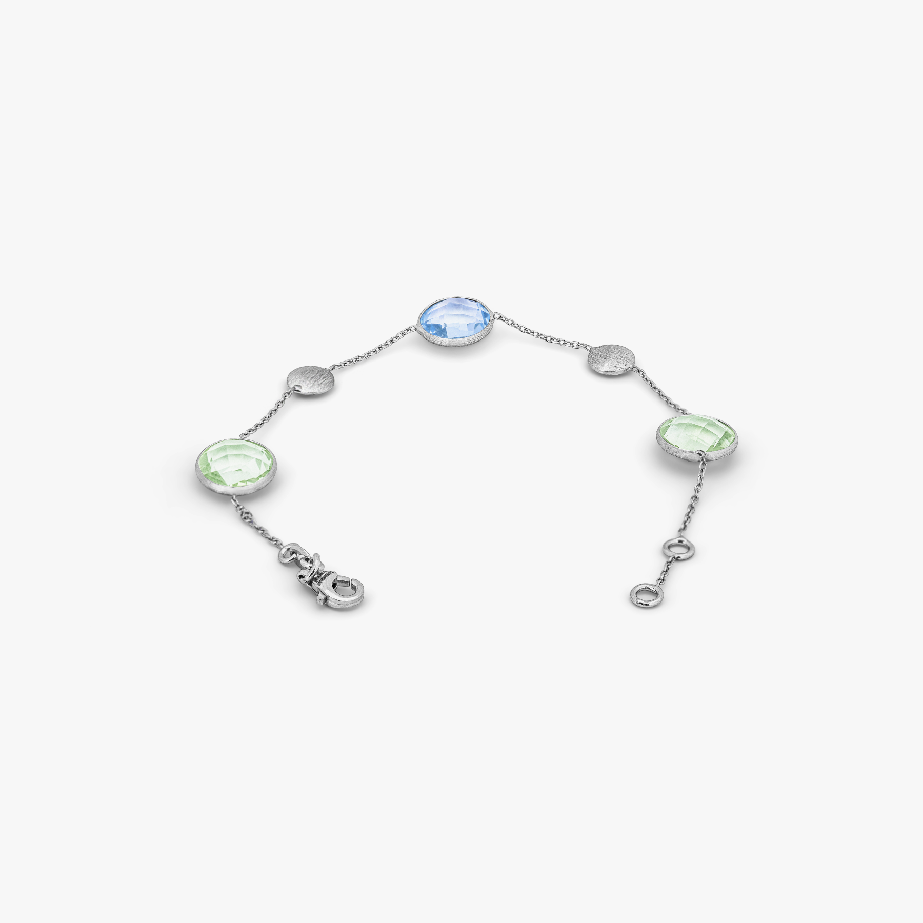 9k satin white gold bracelet with topaz and green amethyst (UK) 3