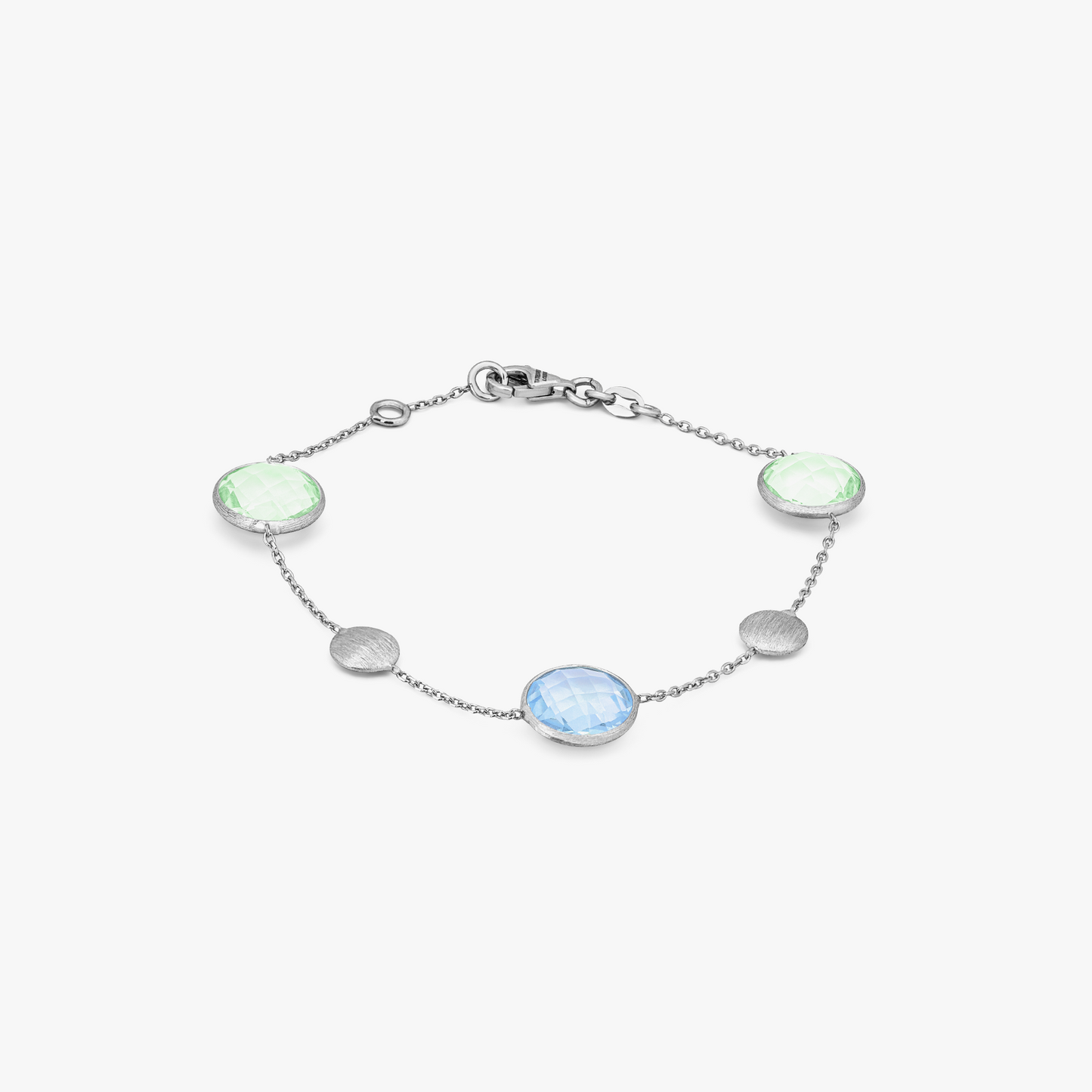 9k satin white gold bracelet with topaz and green amethyst (UK) 1