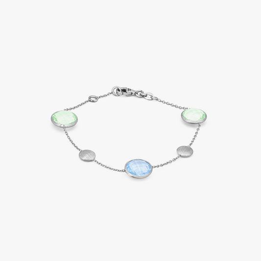 9k satin white gold bracelet with topaz and green amethyst (UK) 1