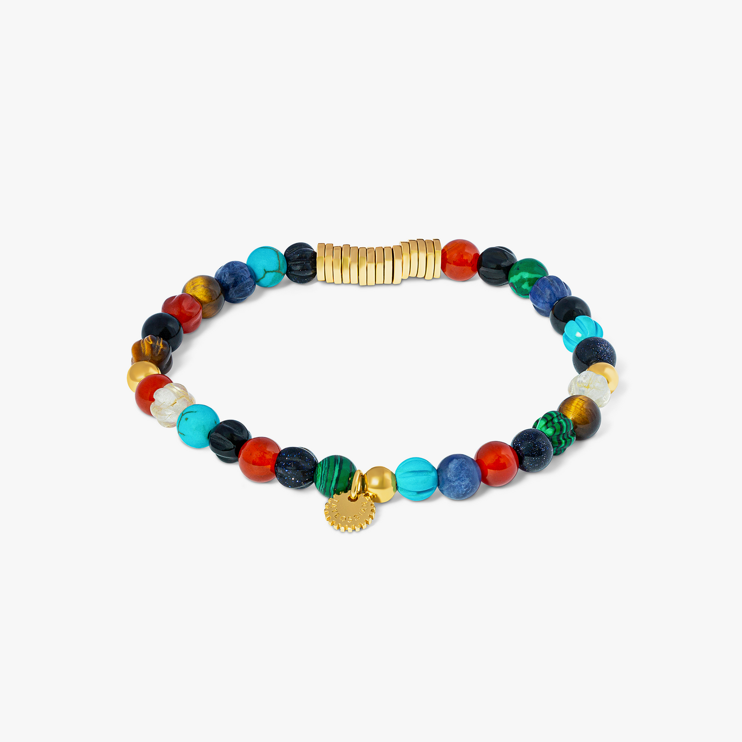 Multi Colour Yellow Gold Plated Classic Discs Bracelet