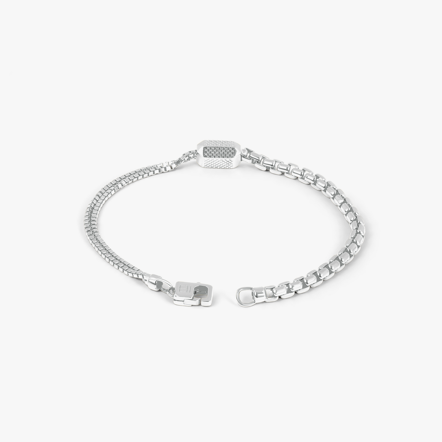 Hexade Box Chain Bracelet In Rhodium Silver 