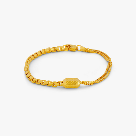 Hexade Box Chain Bracelet In 18K Yellow Gold Plated