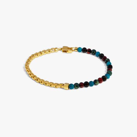 Sennit Beaded Box Chain Bracelet In Yellow Gold Plated