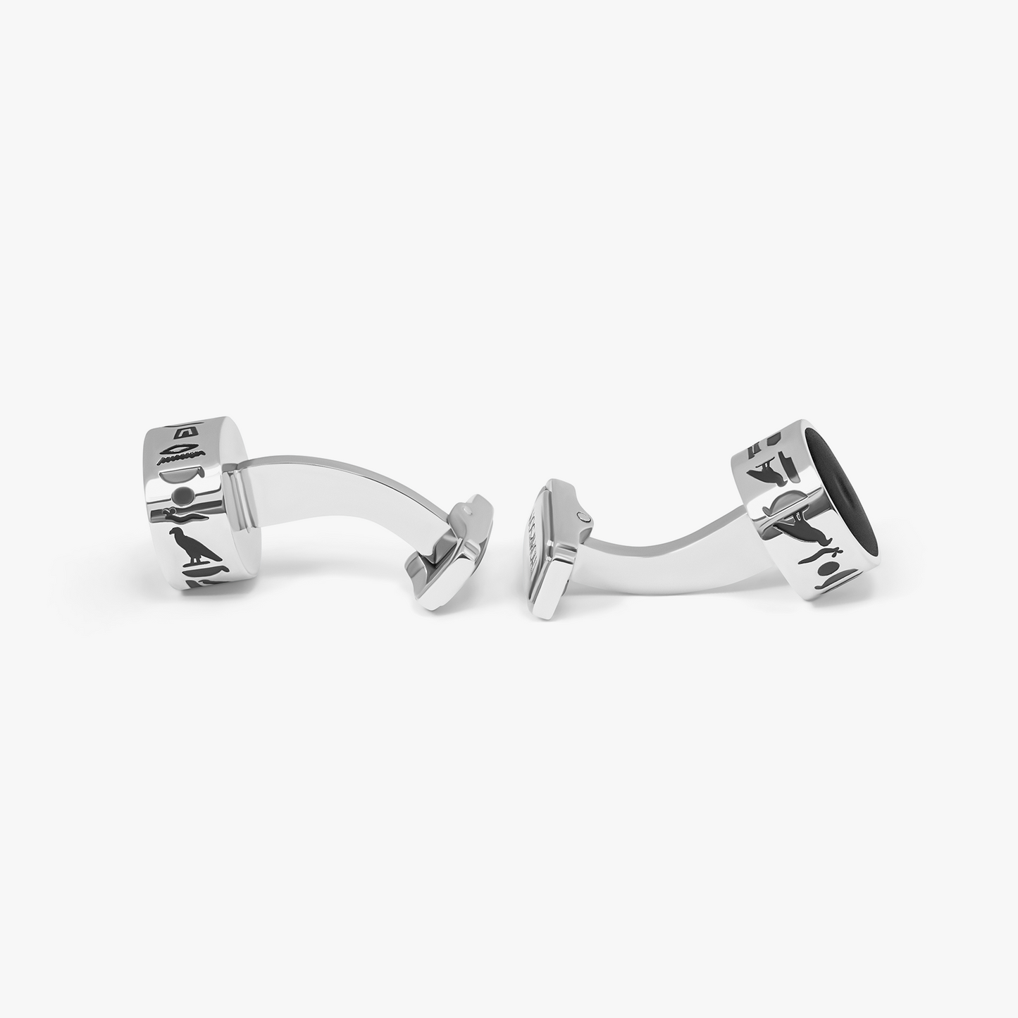 THOMPSON Black Stainless Steel Hieroglyphic Cufflinks