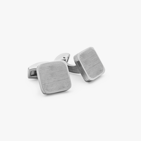 Engravable Square Cufflinks In Silver With Stainless Steel