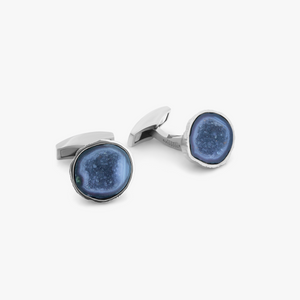 Geode Cufflinks In Black Rhodium Plated Silver