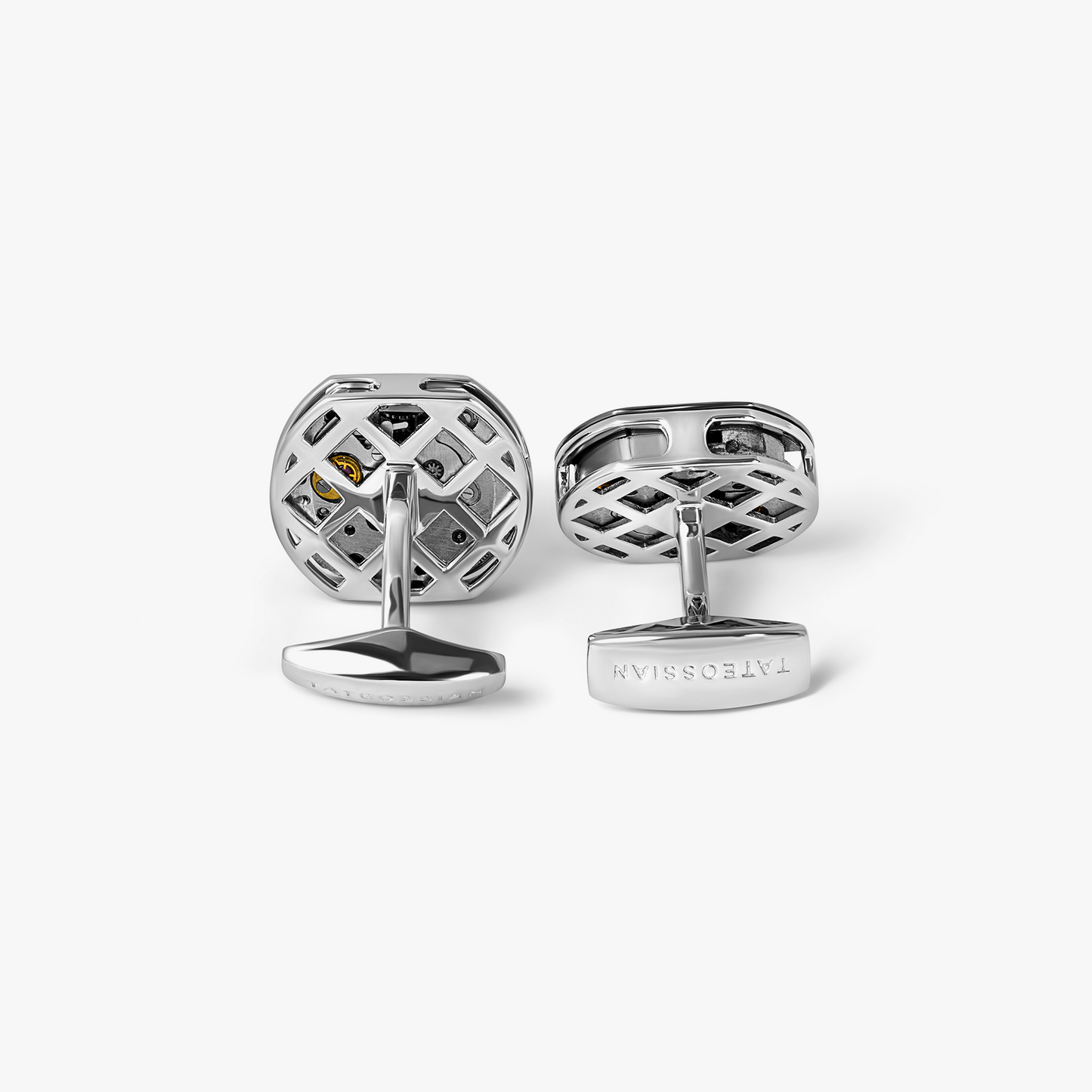 Tonneau Skeleton Cufflinks In Rhodium Plated Silver (Limited Edition)