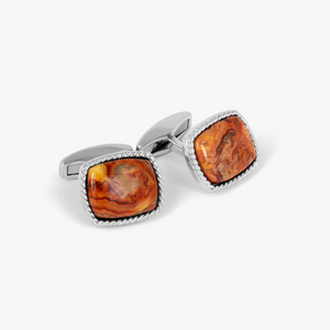 Cable Jasper Cufflinks In Rhodium Silver (Limited Edition)  