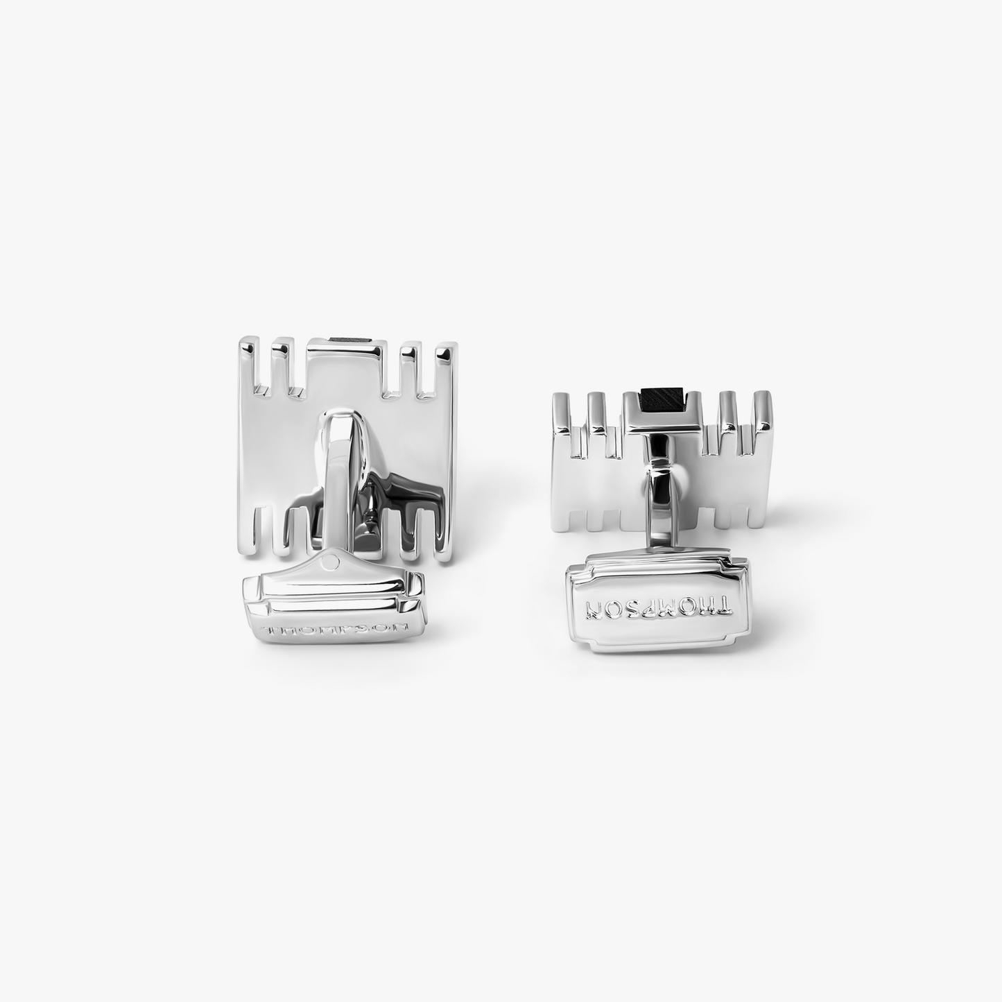 THOMPSON Summer Stripes Bar Cufflinks With Onyx And Palladium Plated