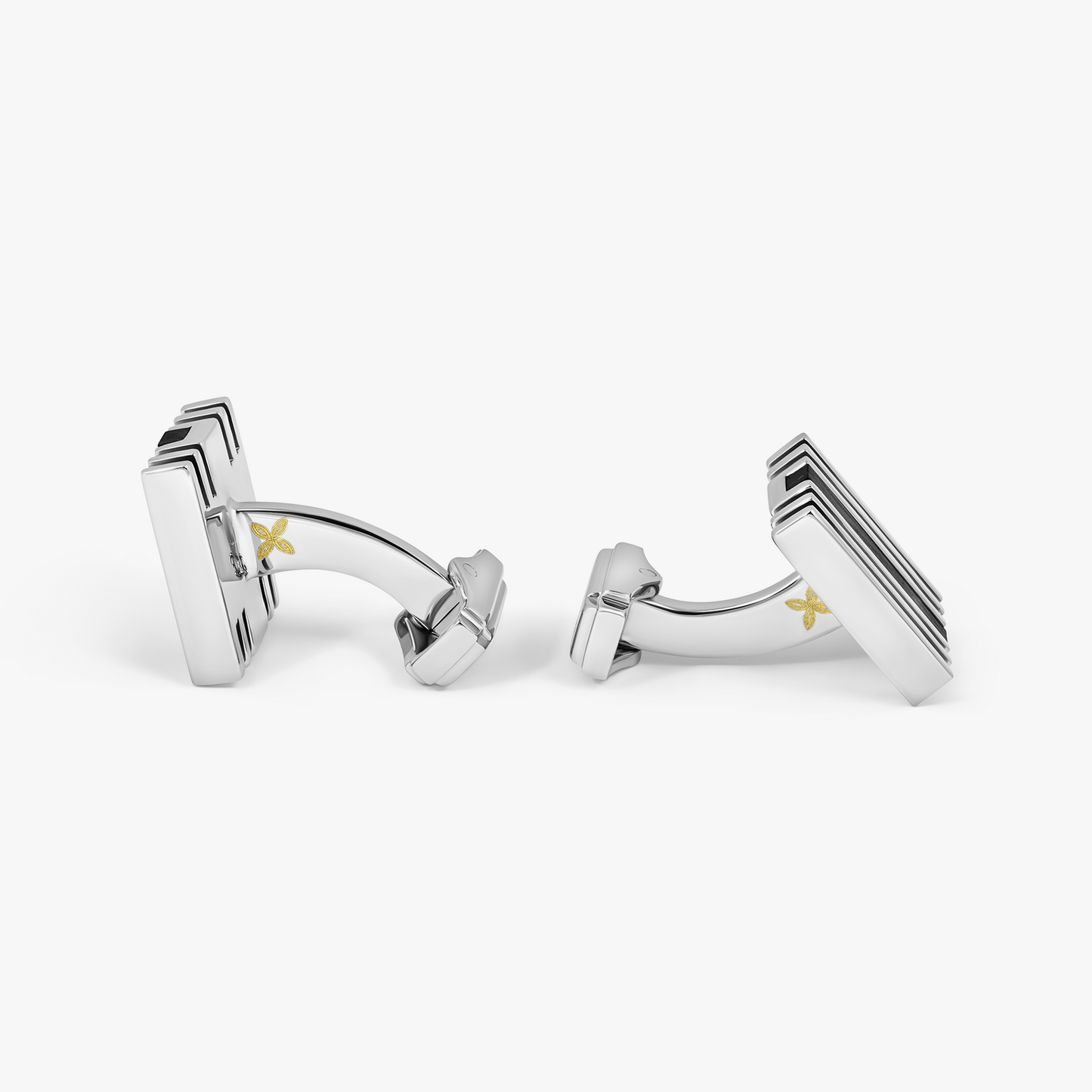 THOMPSON Summer Stripes Bar Cufflinks With Onyx And Palladium Plated