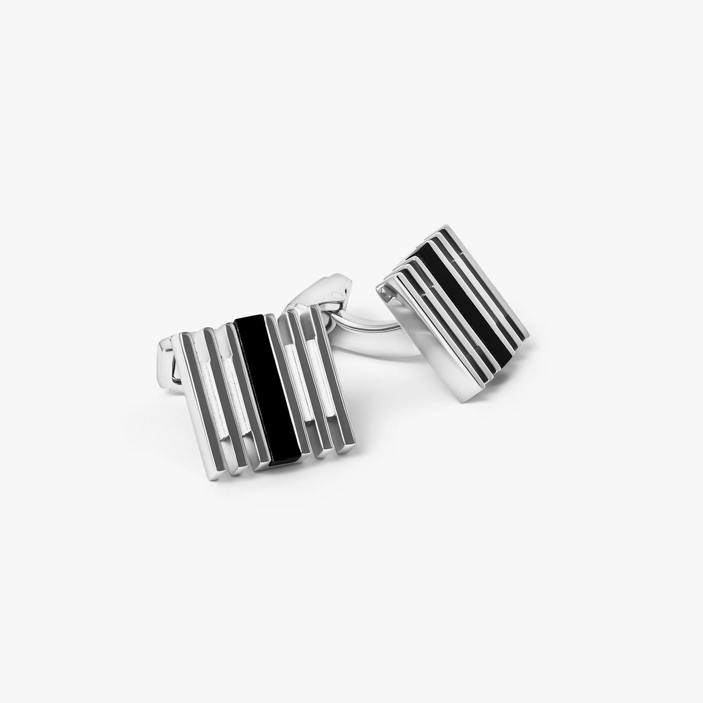 THOMPSON Summer Stripes Bar Cufflinks With Onyx And Palladium Plated