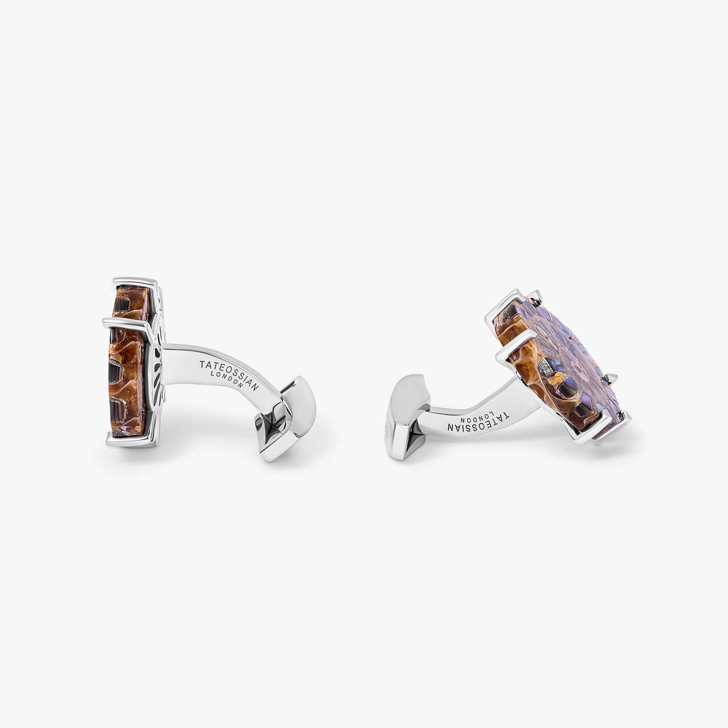 Ammonite Pearl Cufflinks In Multi Colour With Rhodium Plated Silver (Limited Edition)