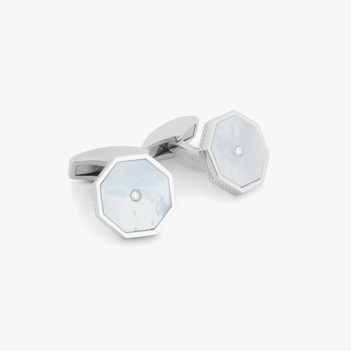 Classic London Eye Cufflinks With White MOP And White Diamonds