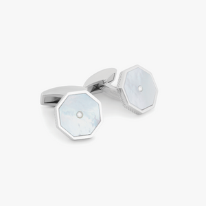 Classic London Eye Cufflinks With White MOP & Rhodium Plated Silver